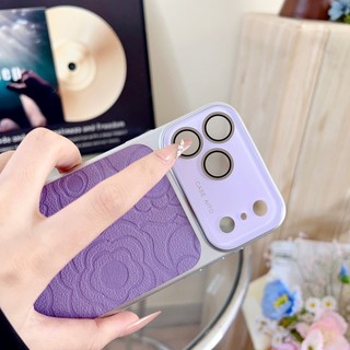 Phim bảo vệ ống kính Vỏ điện thoại mạ điện bằng da hoa Camellia cho iPhone 17Promax 17Pro Air 14 15 16 Pro Max Vỏ điện thoại di động nữ chống sốc
