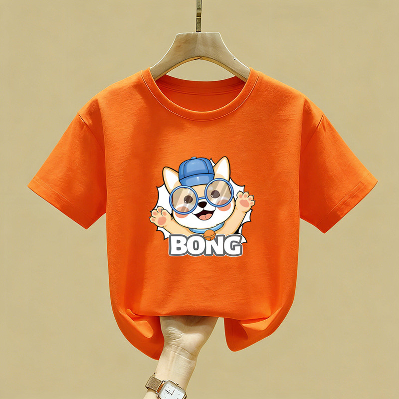 Kính Dễ Thương Shiba Inu Đồ Họa Áo Hoạt Hình In Hình Chó Cổ Tay Ngắn Top Hợp Thời Trang Đường Phố Thời Trang Để Mặc Hàng Ngày