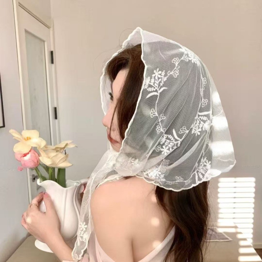 Hululu - Khăn quàng cổ tam giác ren cao cấp, đa dụng cho thời trang