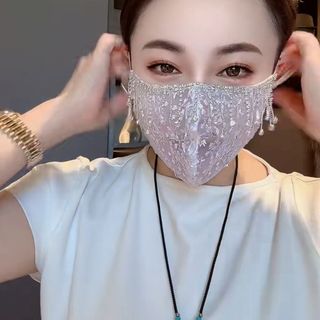 Mặt nạ chống nắng tua rua ren | Tấm che mặt tua dài giặt được