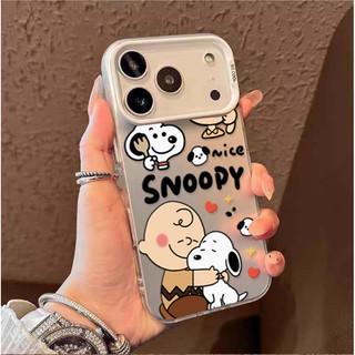 Ốp Lưng Chó Hoạt Hình Snoopy Dễ Thương Cho Samsung Galaxy S25 S24 S23 Ultra S24FE S25FE Vỏ Matte IMD Bạc Laser Cứng