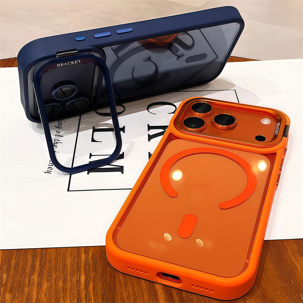 Giá đỡ ống kính màu Vỏ điện thoại từ tính cho IPhone 17 Pro Max 12 13 14 15 16 pro max Chất lượng cao Vỏ từ tính trong suốt Vỏ chống sốc