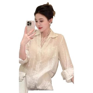 Áo sơ mi cổ chữ V khâu ren trắng, cỡ lớn cho xuân hè - Giảm giá 40%