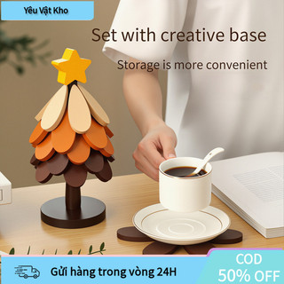 【COD】Tấm lót cách nhiệt đa năng hình cây thông, vừa lót nồi, lót ấm trà, vừa làm vật trang trí bàn ăn sang trọng.