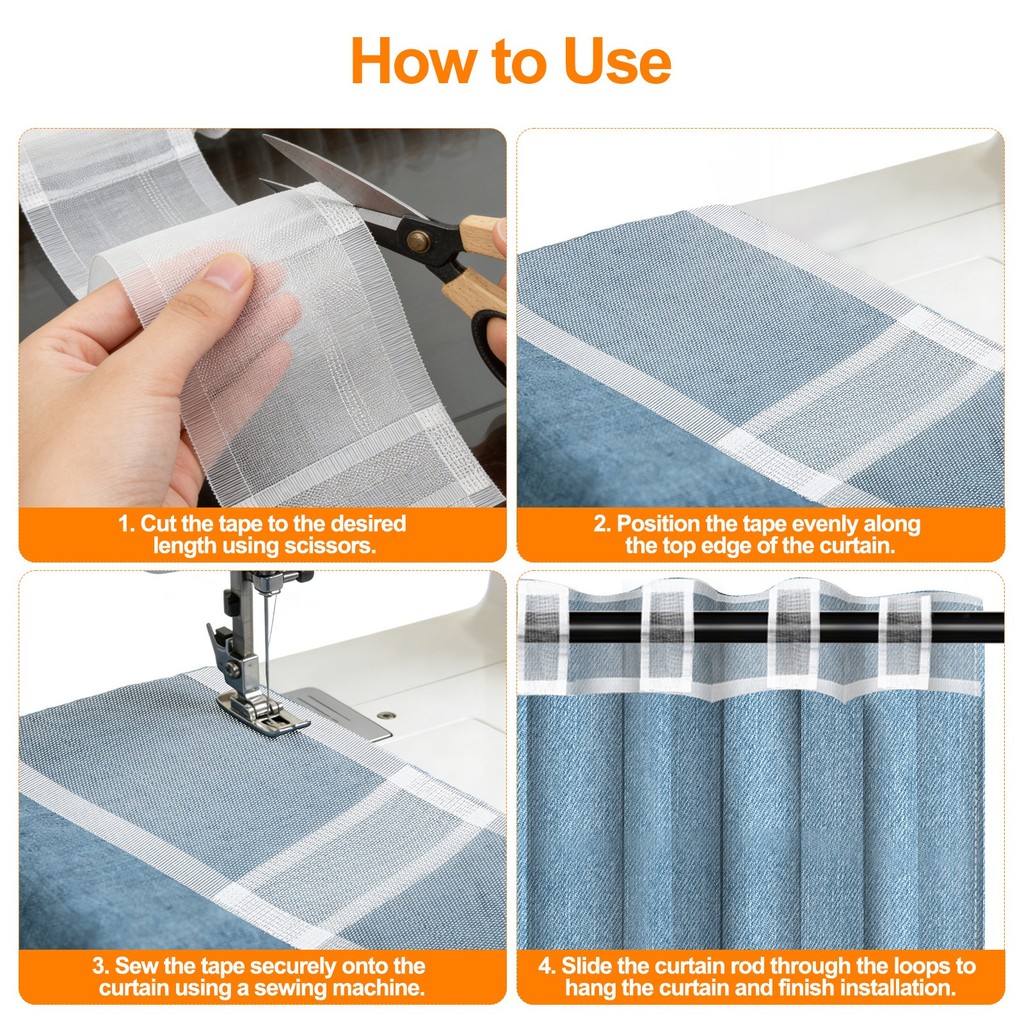 12 M Trắng Nylon Rèm Xếp Ly Băng Thanh Túi May Phụ Kiện DIY Rèm