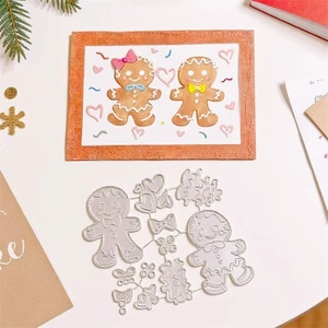 Gingerbread Man Chủ Đề Kim Loại Thép Carbon Cắt Khuôn Thêu Sò Dập Nổi Khắc Bản Mẫu DIY Album Ảnh Thiệp Chúc Mừng Cắt Chết Giấy Thủ Công Dụng Cụ