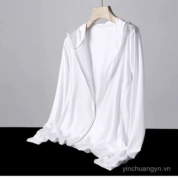 Quần áo chống nắng mùa hè mới cho nam, áo khoác lụa mỏng thoáng khí, bảo vệ da khỏi tia cực tím