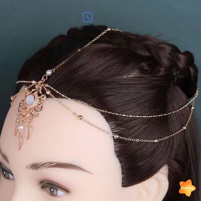 Băng đô quấn tóc cô dâu thiết kế vintage hình học, dây xích hoa - phụ kiện tiệc cưới sang trọng