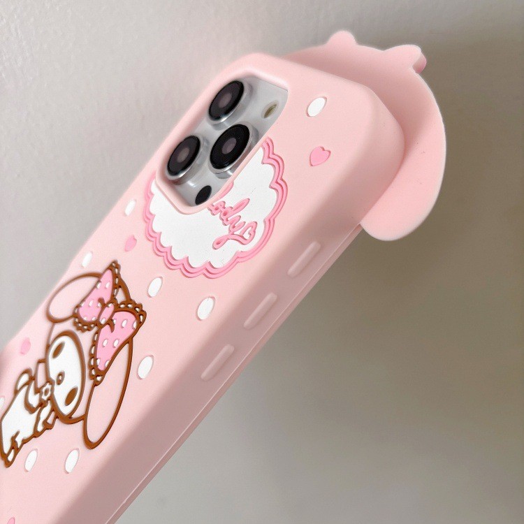 Thích hợp cho Apple 17PROMAX Silicone Cartoon 16 Hồng 15 Mềm 14 / 13promax Vỏ Điện Thoại Cô Gái Dễ Thương