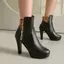 VNTMLH34-43 Kích Thước Lớn In Da Báo Dây Kéo Màu Sắc Phù Hợp Với Ngón Chân Tròn Đế Dày Gợi Cảm Cao Gót Giày Bốt Thời Trang Hộp Đêm Váy Giả