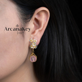 Bông tai đính hoa hồng Sakura màu Dopamine, thiết kế phù hợp mùa hè, phụ kiện hàng ngày nhẹ nhàng từ ArcanaKey