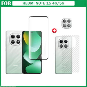 Kính cường lực 3 trong 1 cho Redmi Note 15 4G/Note 15 Pro/Note 15 Pro+ 4G/Note 14 4G, bảo vệ màn hình, ống kính máy ảnh, full cover