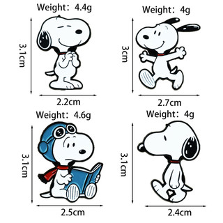 4 Cái / bộ Dễ Thương Snoopy Puppy Trâm Động Vật Kim Loại Huy Hiệu Trẻ Em Túi Trang Trí Pin