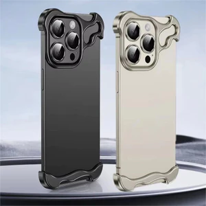 Ốp điện thoại không viền kim loại ngoài hành tinh sang trọng cho iPhone 12 13 14 15 16 17 Pro Max Lens Protecti Ốp lưng hợp kim nhôm chống sốc