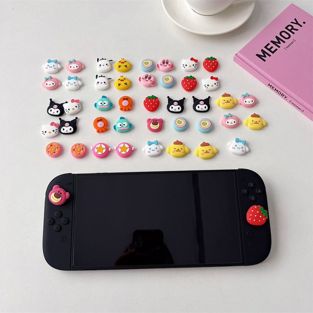 4 Cái / lốc Dễ Thương Sanrio Hello Kitty Cinnamoroll Melody PomPomPuri Stick Grip Cap Cần Điều Khiển Cho Nintendo Switch 2 (2025) Bộ Điều Khiển