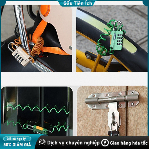 Khóa mật mã dây lò xo cáp thép 4 số nhẹ, Ổ khóa mật khẩu, Dây lò xo, 4 số, Dây cáp thép, Chống trộm