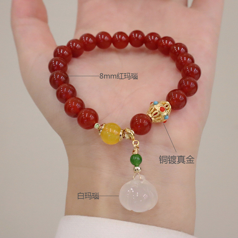 Vòng tay chalcedony mã não đơn giản và độc đáo mới