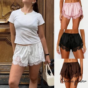 Nữ quầnshort ren viền, dây rút eo co giãn, phù hợp mặc ngày thường mùa hè