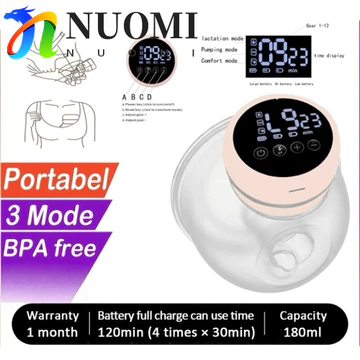 Máy hút sữa điện NUOMI, Máy hút sữa rảnh tay cao dung tích 180ML, Sử dụng thoải mái Massage không đau Tích hợp thông minh Máy hút sữa im lặng Biểu hiện sữa