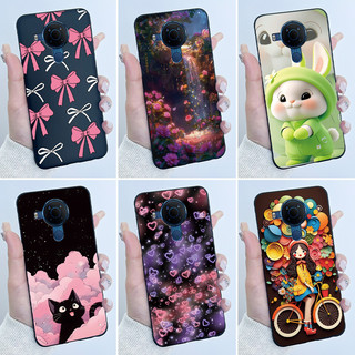 Dành Cho Nokia 5.4 Ốp Lưng Cho Nokia 5.4 3.4 5.3 Ốp Lưng Sang Trọng Dễ Thương Tình Yêu Thỏ Ngộ nghĩnh Màu Đen Mềm Silicon Bảo Vệ Ốp Lưng Điện Thoại
