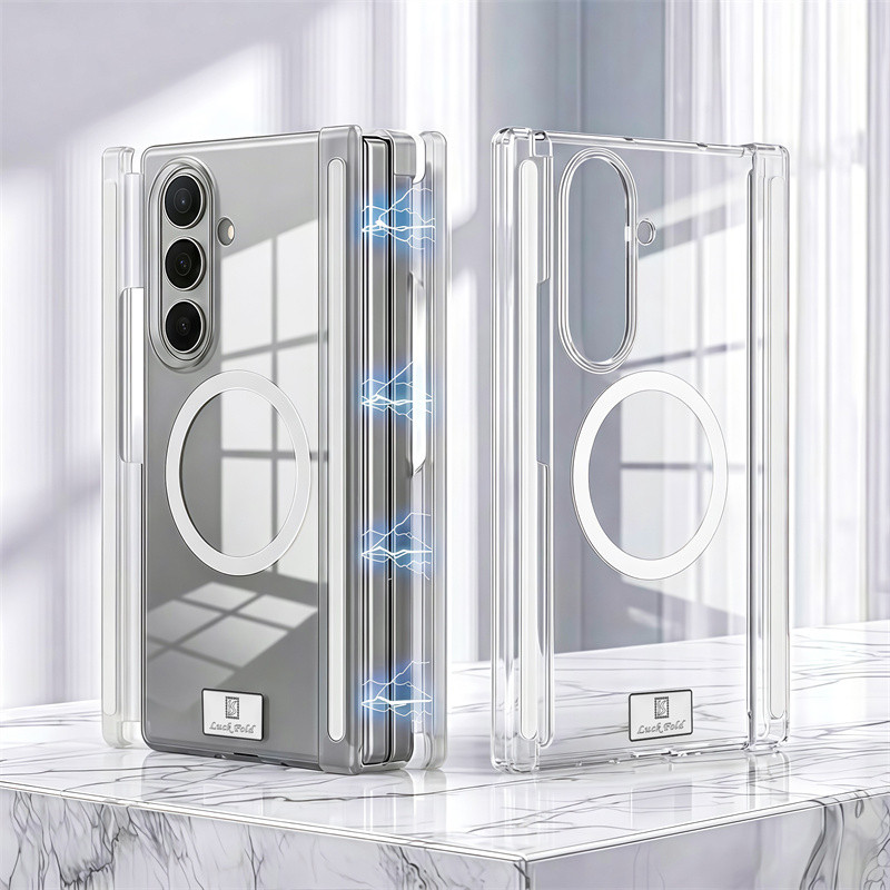 Ốp điện thoại PC bản lề kép từ tính mờ cho Samsung Galaxy Z TriFold Tri-Fold Ốp lưng nhựa hai trục mờ
