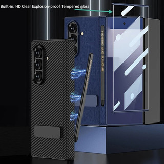 Ốp lưng da hai chân đế bản lề Funda cho Samsung Galaxy Z TriFold với vỏ bút Magic S