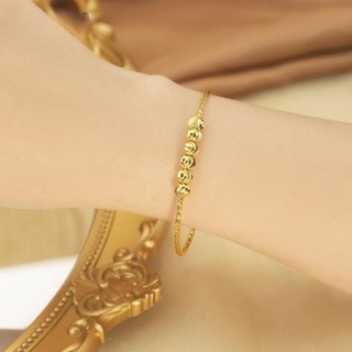 Mạ Vàng Hạt Vòng Tay Có Thể Điều Chỉnh Đẩy Kéo Thiết Kế Dành Cho Nữ Thép Titan Chống Rỉ Lắc Tay Xu Hướng Trang Sức Thời Trang
