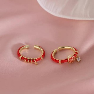 Sang Trọng Nhẫn Mạ Vàng Dây Đỏ Thiết Kế Thanh Lịch - Phù Hợp Ngày Đặc Biệt và Hàng Ngày