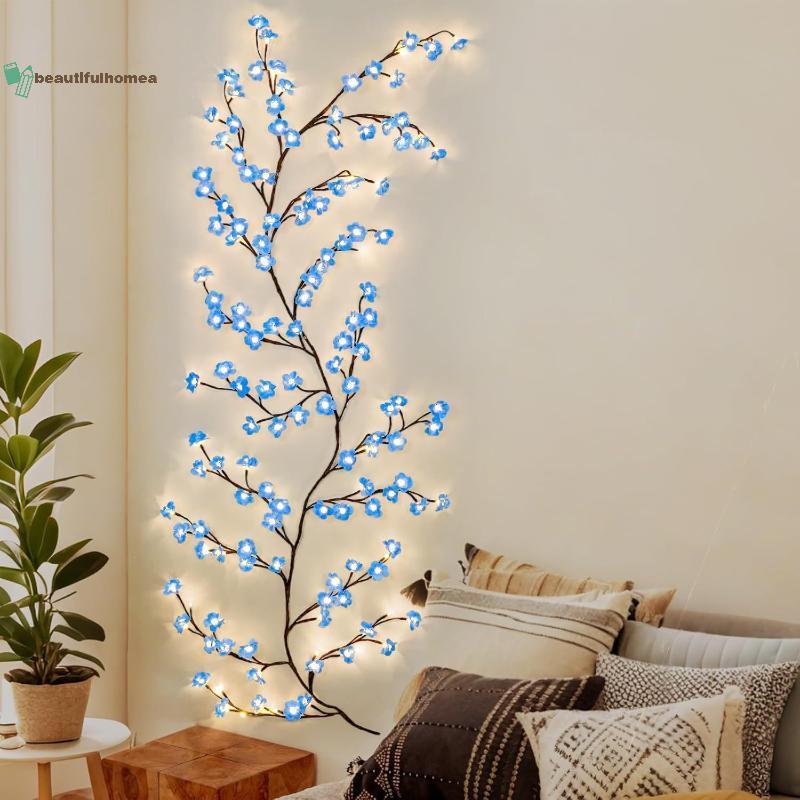 Đèn LED BeautifulHomeA Nhánh Hoa Đào Trang Trí Đèn Ngủ, 8 Chế Độ Chạy Bằng USB Treo Tường Khí Quyển Dây VN
