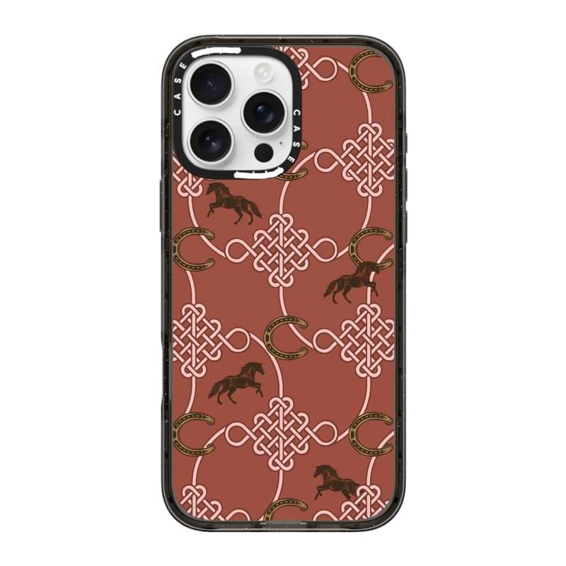 CASECASE X Nút thắt Trung Quốc trong năm con ngựa Cạnh đen Vỏ tác động hút từ tính cứng trong suốt cho Apple IPhone 12 13 14 15 16 17 Pro Max Air Plus có hộp