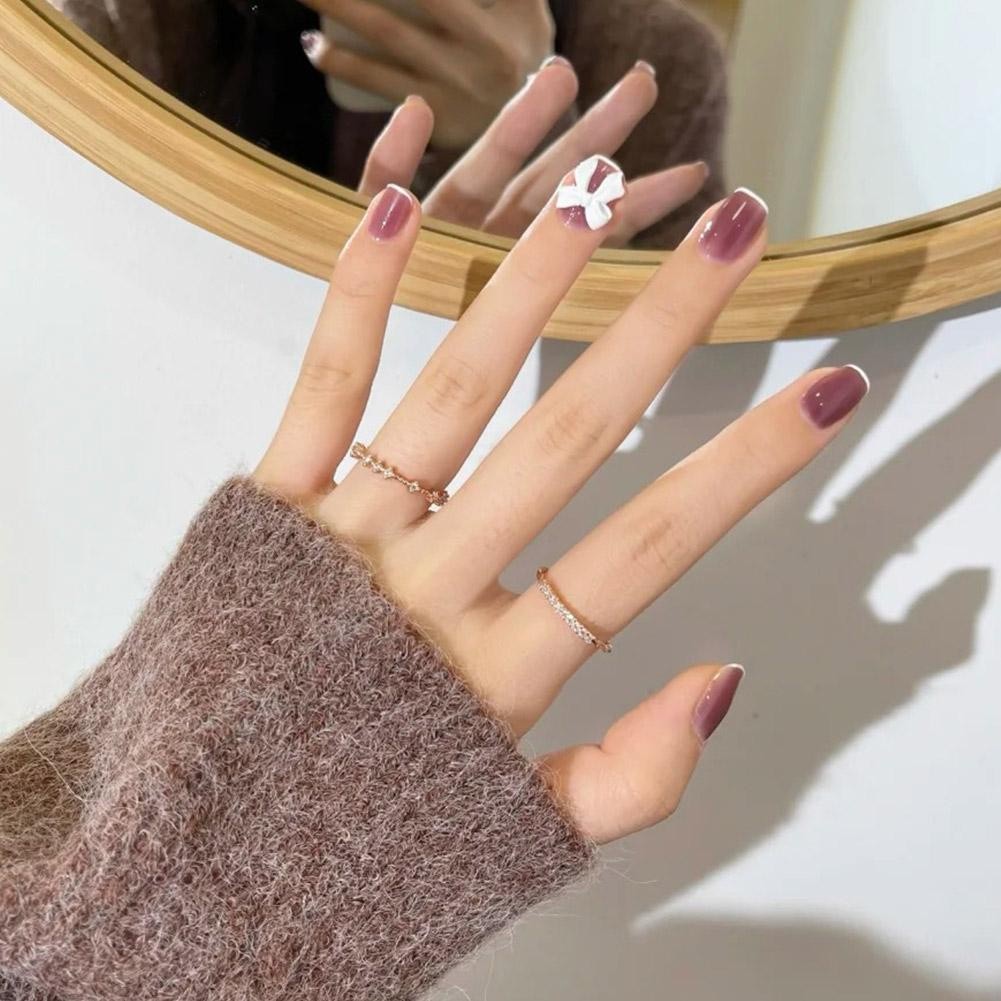 Mặc Miếng Dán Móng Tay Trung Và Dài Móng Tay Giả Đeo Được Bé Gái Miếng Dán Móng Tay B5d4