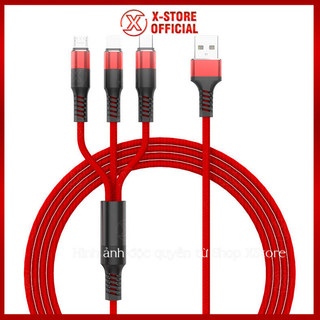 Cáp sạc đa năng 3 trong 1 bọc dù, dây sạc Type C/LN/Micro, sạc nhanh cho điện thoại thông minh - DS3D01