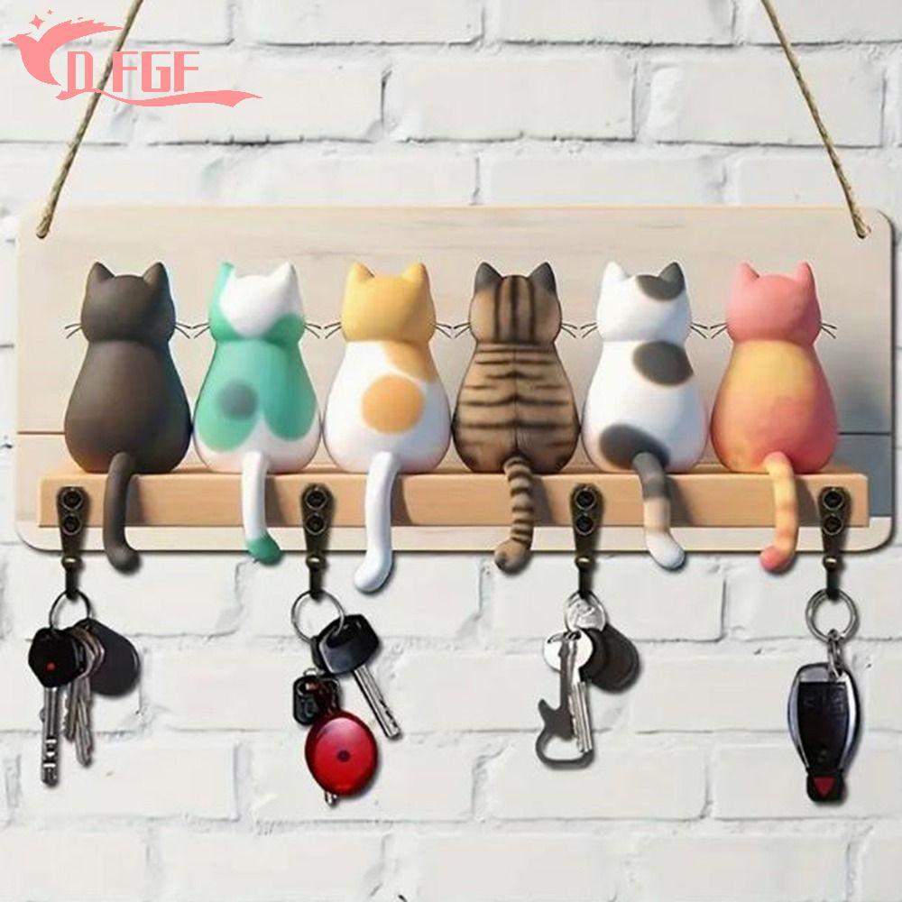 DFGF Cat Silhouette Móc Chìa Khóa, Móc Chìa Khóa Mèo Dễ Thương Bằng Gỗ ...
