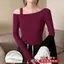 Áo đeo vai dốc phiên bản Hàn Quốc tay dài đơn giản và ren chất lượng cao mùa thu phong cách mới, thời trang, giản dị, mềm mại và thoải mái
