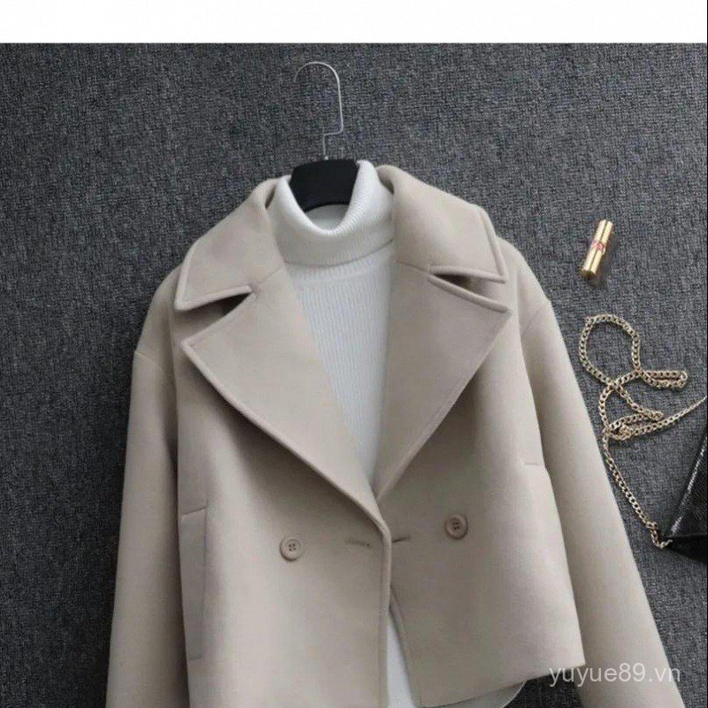 Mẫu áo khoác len ngắn Preppy thu đông phiên bản Hàn Quốc dành cho nữ
