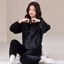 Shop Du Xiaozhai Cùng Phong Cách Bộ Đồ Ngủ Lông Cừu San Hô Thu Đông Flannel Dày Dây Kéo Loungewear Nữ Ngọt Ngào