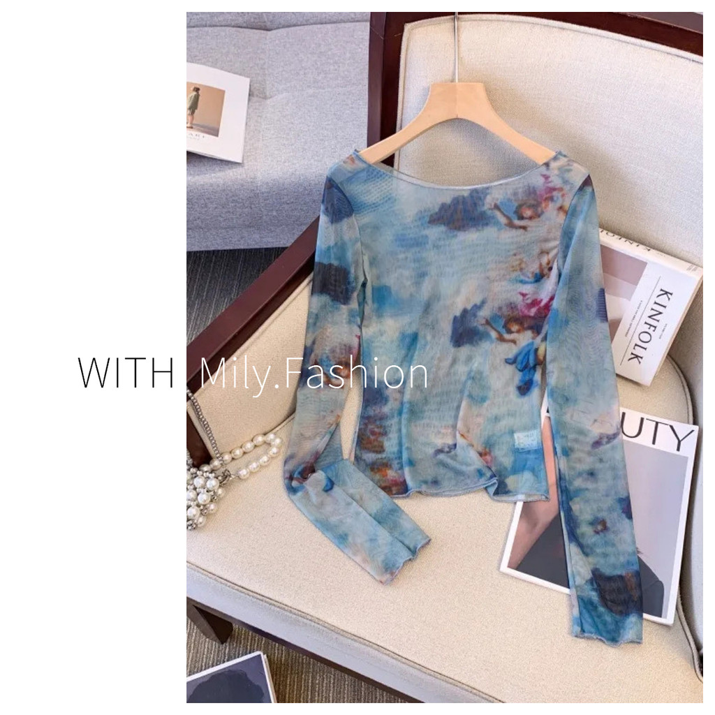 Milyfashion Slim-fit Slimer Look High-Stetch Gạc Smudge In Thiết kế dài tay Sen