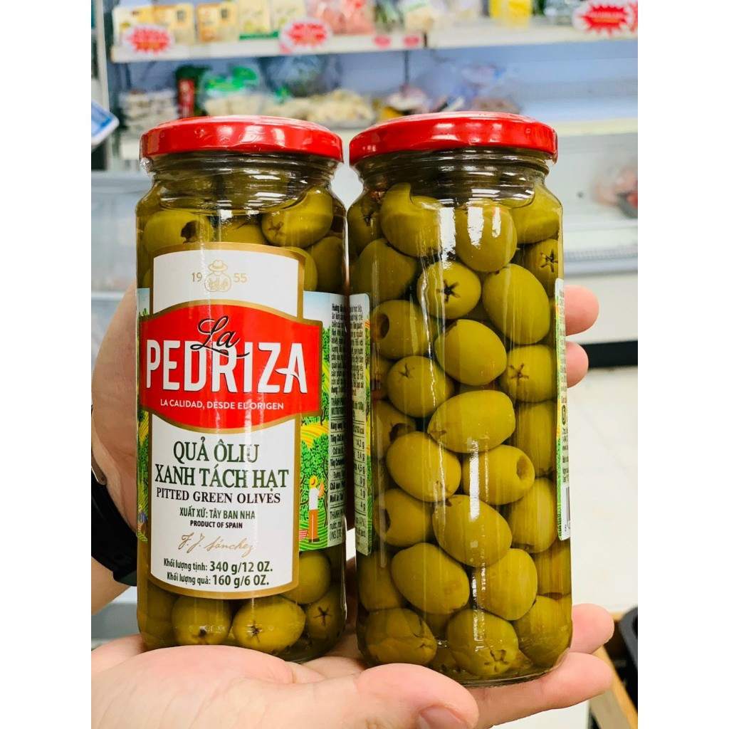 Oliu Xanh Tách Và Nguyên Hạt Hiệu La Pedriza Lọ 340g, Quả To Mọng Giòn Tan