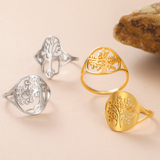 Nhẫn thép không gỉ thiết kế cây sự sống Celtic cho nữ, phù hợp lễ cưới và ban nhạc Wiccan
