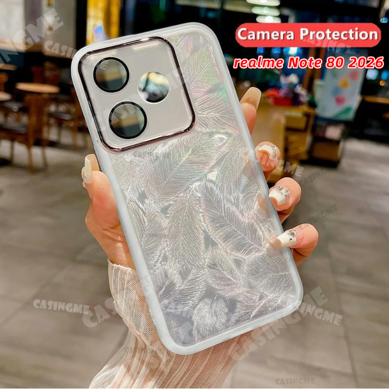 Realme Note 80 2026 Vỏ mềm silicon họa tiết lông vũ lấp lánh cho RealmeNote80 Realme Note80 Note 80 70 80x 5G 4G 2026 Vỏ điện thoại chống sốc Vỏ bảo vệ ống kính máy ảnh