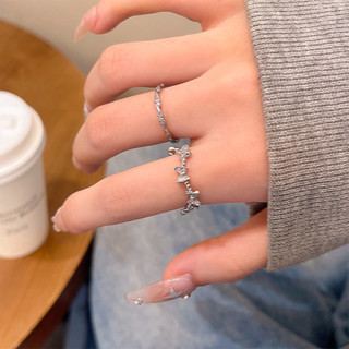 Nhẫn bướm zircon ngọc trai có thể điều chỉnh, thiết kế nhiều lớp, phong cách đơn giản sang trọng