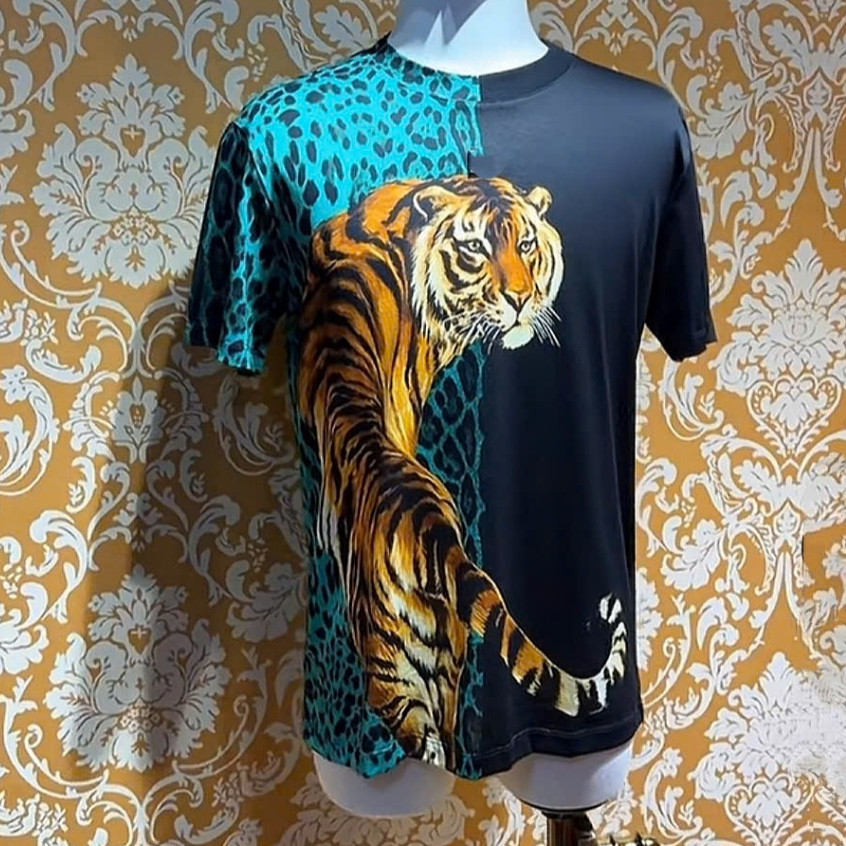 Áo Thun 1 Chú Hổ Phối Nưa Thân Xanh Đen KCloset Áo Phông Cotton Dày Dặn Dáng Rộng Unisex NA116