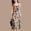Váy hoa mùa hè YRBWD, Dây đeo Spaghetti phong cách Bohemian Váy không tay nữ, Váy yếm cổ chữ V dài vừa phải L-3XL để mặc trong nhà và ngoài trời