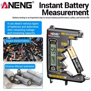 Máy dò pin SAIA, Máy kiểm tra pin kỹ thuật số thông minh có độ chính xác cao ANENG BT173 Máy kiểm tra sạc pin chuyên nghiệp di động đa năng cho nút di động C D AA AAA N 9V