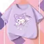 Áo Nam/Nữ, 2026 Hè, Kuromi Kids' Baju-T, hình in, Form nhỏ, nên tăng 1 size