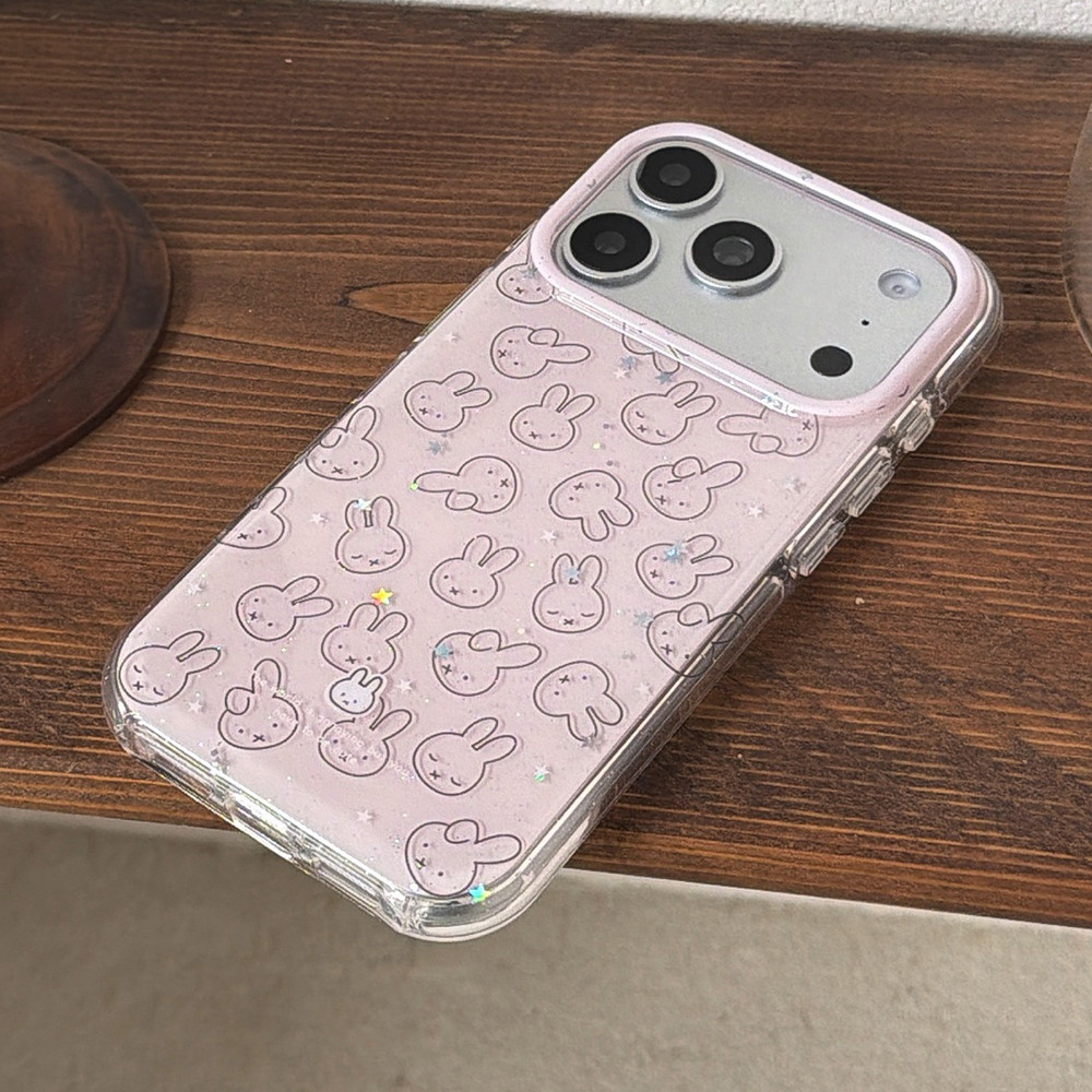 Ốp Điện Thoại Acrylic Long Lanh Line Thỏ Cho iPhone 17 Pro Max 16 15 14 13 Vỏ Bảo Vệ Chống Sốc