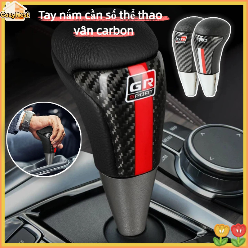 Tay nắm cần số thể thao vân carbon | Nhôm cao cấp phong cách TRD/GR | phù hợp Toyota số tự động