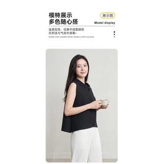 Miyake Áo Thun Không Tay Phong Cách Mùa Hè, Xếp Ly Thoải Mái, Cổ Polo