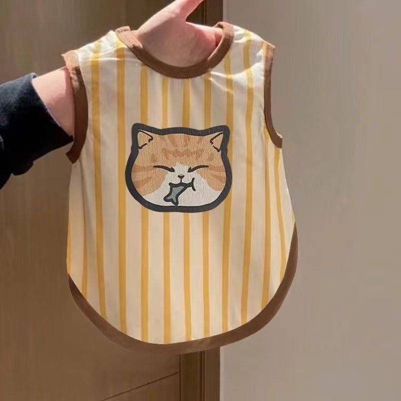 【Ready Stock】 Cat Clothes Spring and Summer Cute Cartoon Puppy's Vest Dog Spring and Summer Kitten Thin Small Dog Breathable Lint-Free wykw