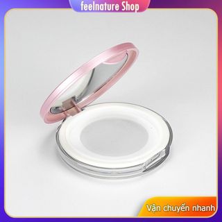 Hộp phấn phủ dạng bột 3g có gương, lưới co giãn, di động, bền chắc, màu hồng [feelnature]